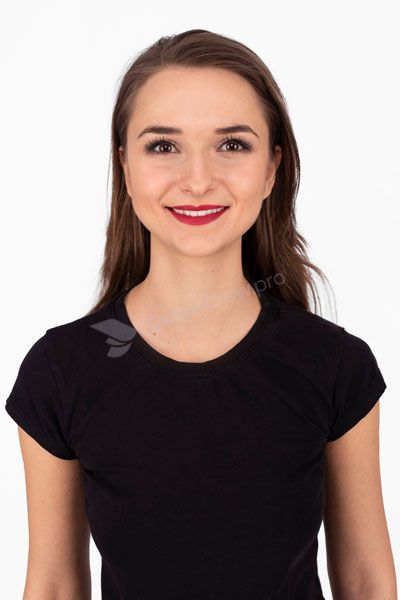 Emirates casual portrait recruitment photo with full smile, white background, CabinCrew.uk London