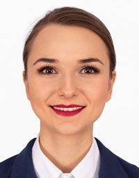 Emirates cabin crew application portrait on white background, compliant with Emirates photo rules